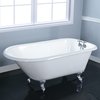 Aqua Eden Clawfoot Bathtubs, 48 L, 30.18 W, White/Polished Chrome, Cast Iron VCT3D483018NT1